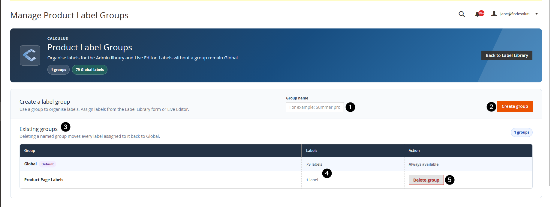 Managing Product Label groups